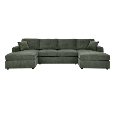 3 Piece Corduroy Double Chaise Sectional Sofa