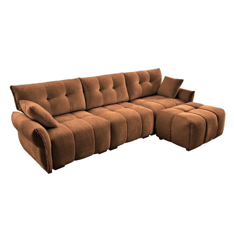 Sofa Set With Ottoman And Pillows, Textured, High Resilience Cushions