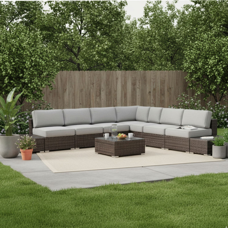Wicker Sectional Seating Group With Plush Cushions