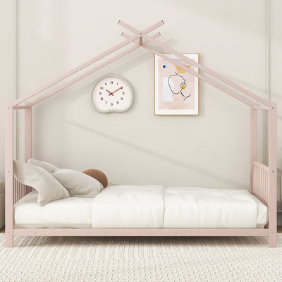 Metal House Platform Bed With Modern Design And Durable Frame