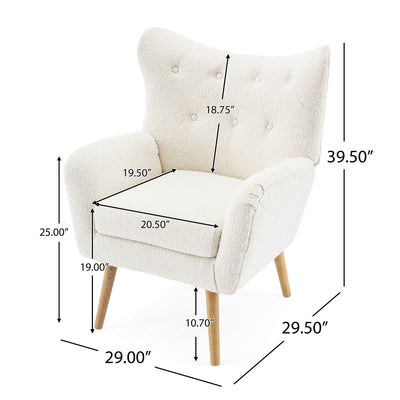 Mid - Century Modern Arm Chair With Wingback Design Wood Legs