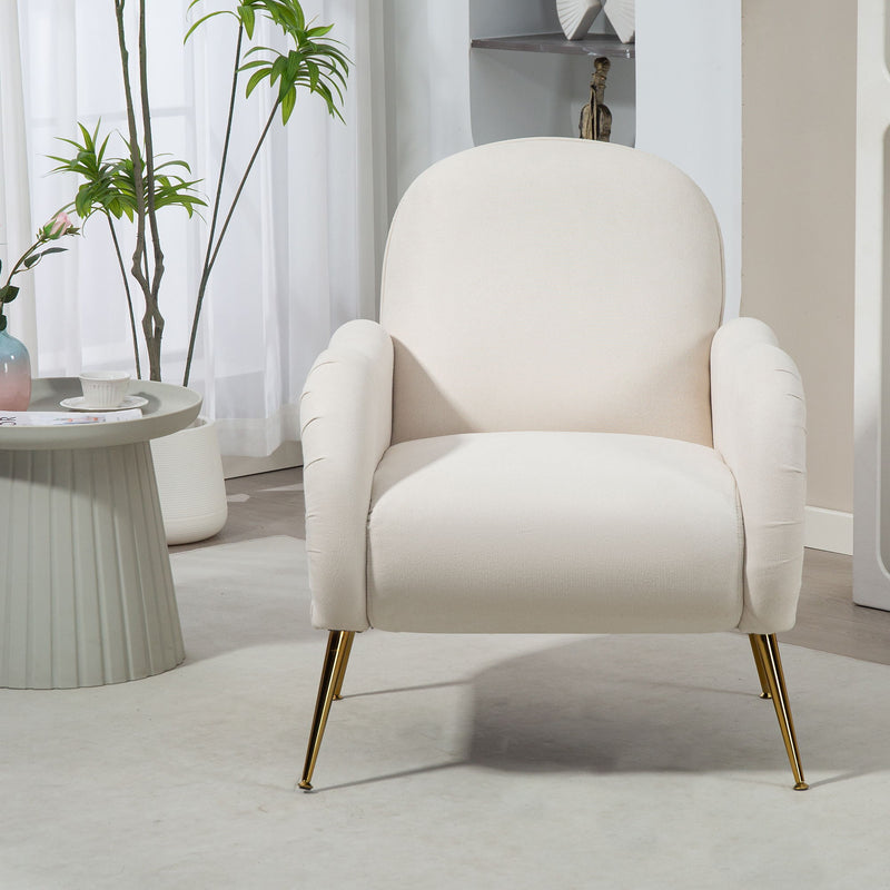 Modern Accent Chair With Metal Legs, Snowflake Fabric Armchair