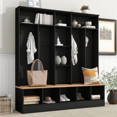 Minimalist Shoe Cabinet With Cube Storage & Shelves