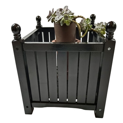 Outdoor Square Flower And Herb Pot For Garden, Porch And Patio Outside Plant And Vegetable Container, Planter - Black