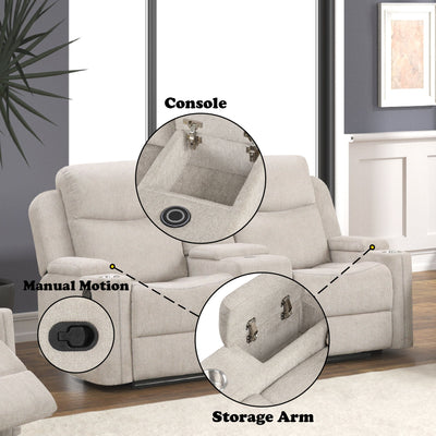 Galya - Motion Loveseat With Console - Light Gray