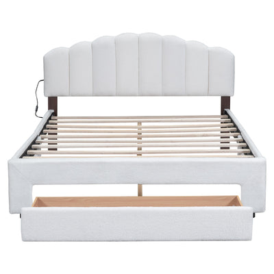 Upholstered Platform Bed With Drawer