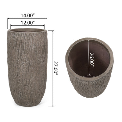 Magnesium Oxide Planter For Outdoor Use - Natural Wood