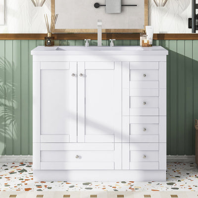 Shaker Free Standing Bathroom Vanity Cabinet With Sink, Soft Close Drawers, Soft Close Doors