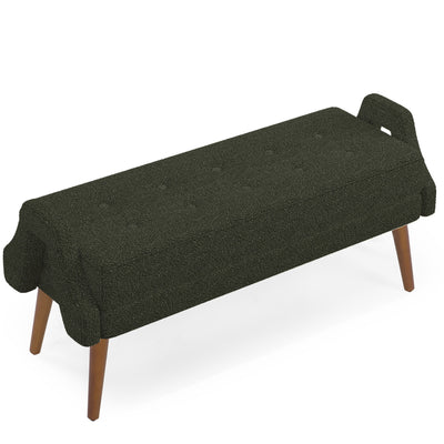 Modern Living Room Bench With Looped Yarn Fabric And Rubber Wooden Legs