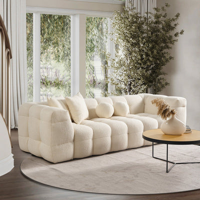 Alana - Tufted Sofa - Ivory / White
