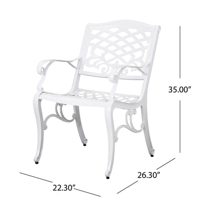 Unravel - Outdoor Arm Chair With Scroll Design And Floral Accents (Set of 2) - White