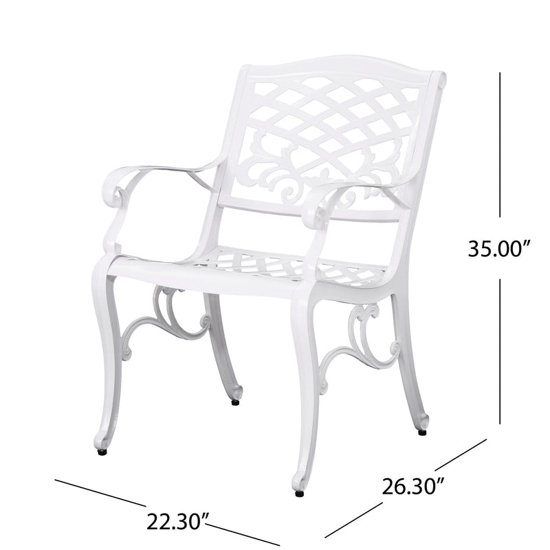 Unravel - Outdoor Arm Chair With Scroll Design And Floral Accents (Set of 2) - White