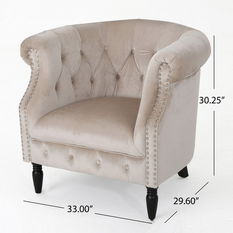 Celestialis - Upholstered Club Chair With Tub Design And Rolled Recessed Armrests