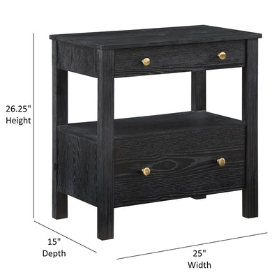 Danielle - 2 Drawer Nightstand With Knobs - Black