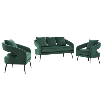 3 Piece Living Room Set, Loveseat & 2 Accent Chairs
