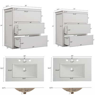 Double Sinks Bathroom Vanity Set With 2 Ceramic Basins