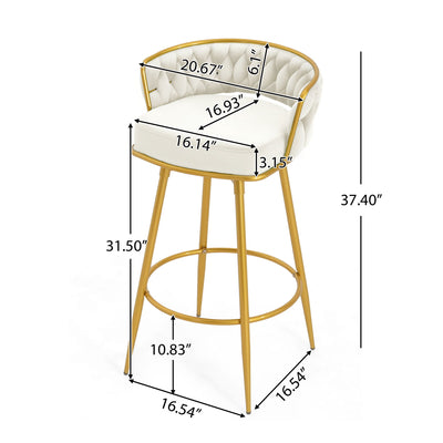 Modern Low Back Upholstered Counter Height Bar Stools (Set of 2)