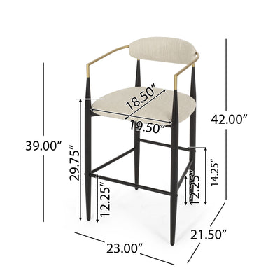 Upholstered Bar Stools With Backs For Kitchen Island (Set of 2)