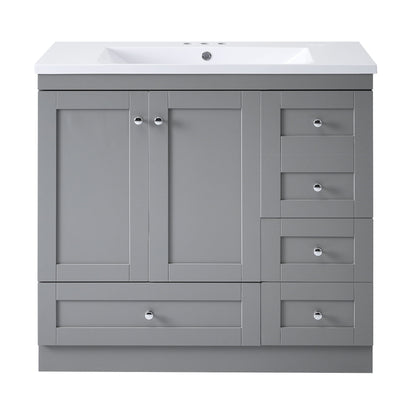 Shaker Free Standing Bathroom Vanity Cabinet With Sink, Soft Close Drawers, Soft Close Doors