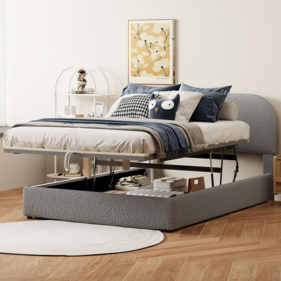 Upholstered Platform Bed With Hydraulic Storage System