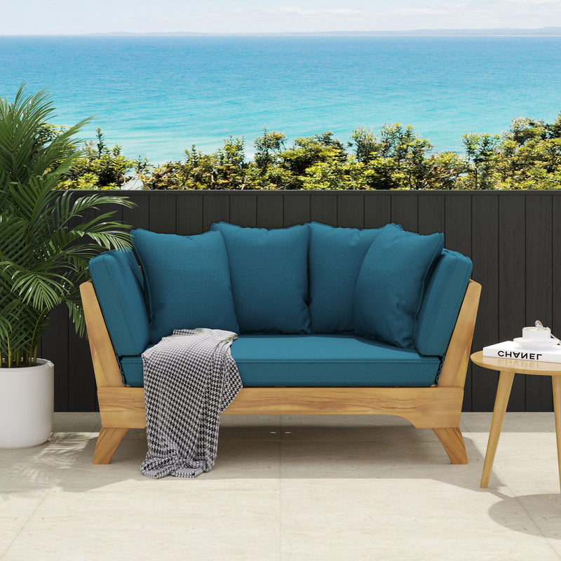 Outdoor Acacia Wood Expandable Daybed With Cushions