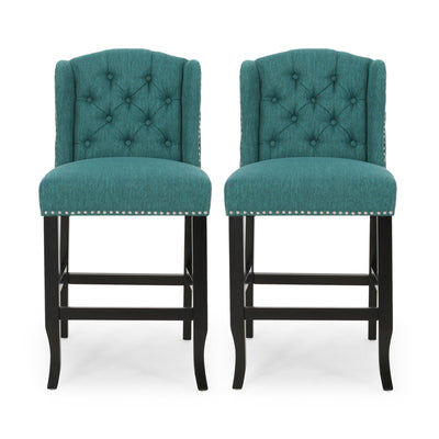 Vienna - Fabric Tufted Counter Stool With Nailhead Accents (Set of 2)