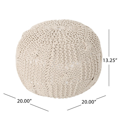 Bordeaux - Knitted Cotton Round Pouf