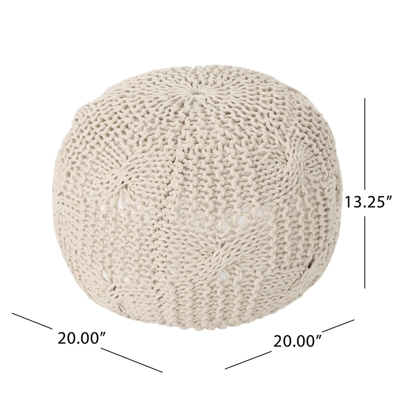 Bordeaux - Knitted Cotton Round Pouf