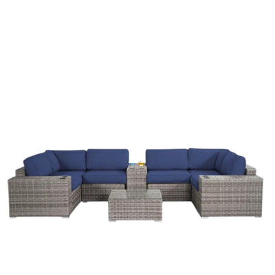 Modern Patio Rattan Sectional Set With Cushions