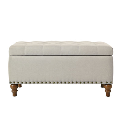 Upholstered Ottoman With Storage And Rivet Trim