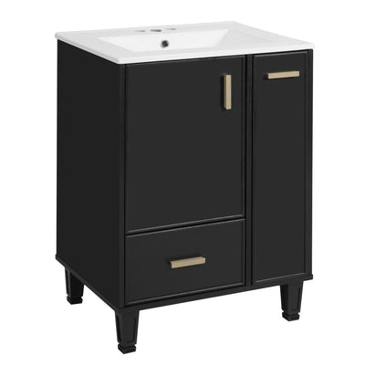 Bathroom Vanity With Sink, Deep Drawer, Door Shelf, 2 Tier Basket
