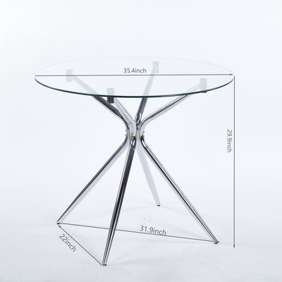Compact Dining Table With Glass Top - Chrome