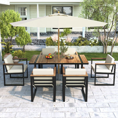 7 Pieces Outdoor Dining Set Patio Dining Table And Chair Set With And Removable Cushions For Patio