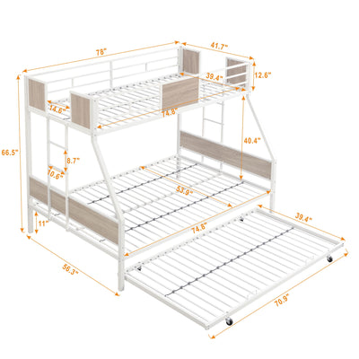 Modern Metal Bunk Bed With Side Ladders And Guardrail