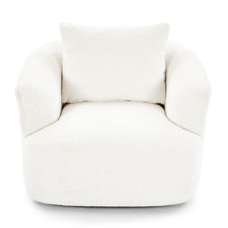 360° Swivel Barrel Sofa Chair With Throw Pillow, Chenille Upholstered Accent Chair