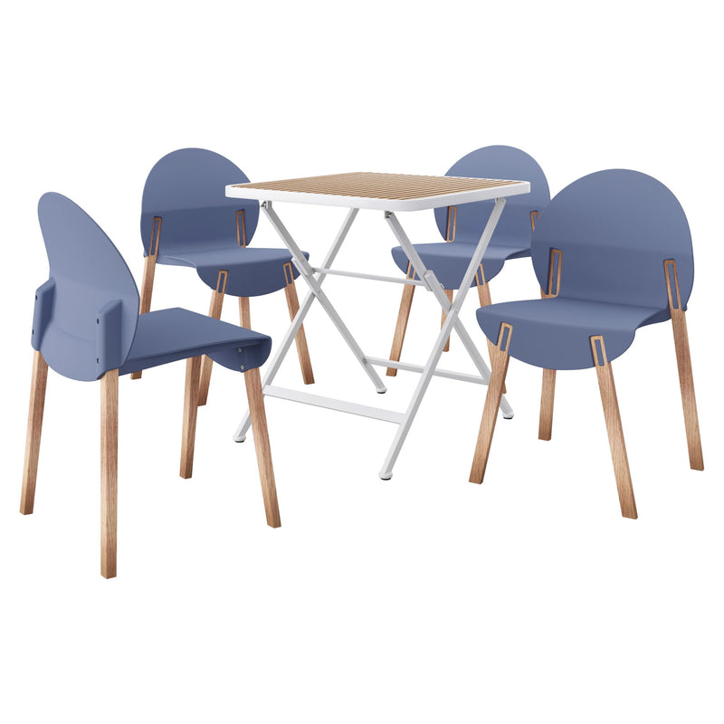 4 Piece Set Of Single Chairs With A Folding Square Table