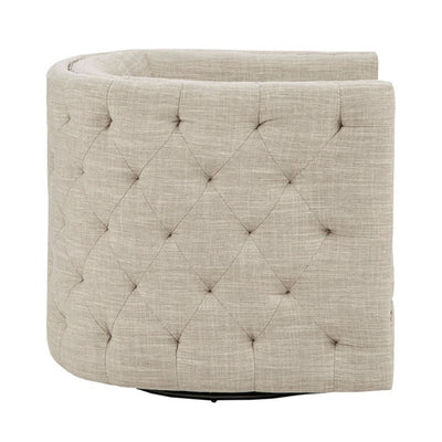 Swivel Chair With Tufted Barrel Design And Nailhead Accents