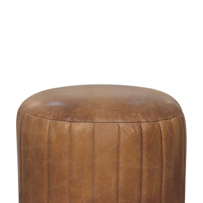 Buffalo - Leather Boucle Footstool - Brown