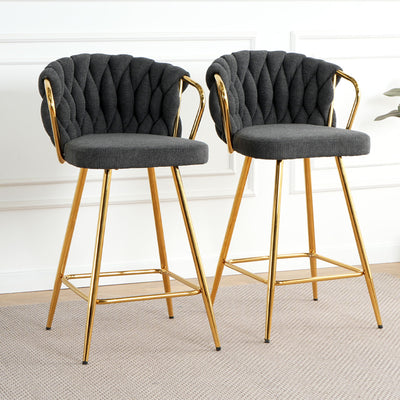 Modern Design High Stool With Plated Legs (Set of 2)