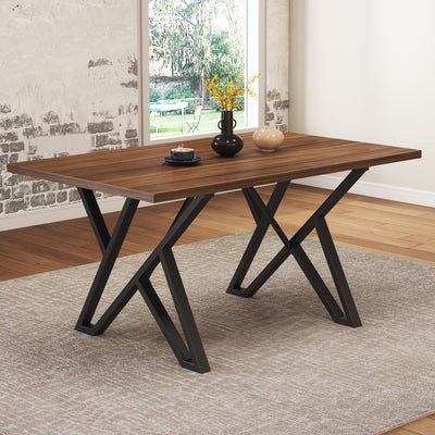 Industrial Style Indoor Dining Table With Metal Legs - Walnut / Black