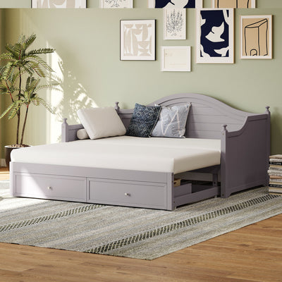 Daybed With Extendable Trundle And Storage Drawers