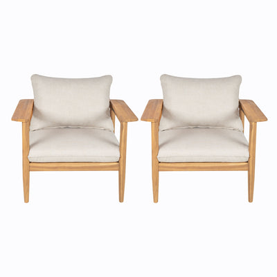 Terassi - Outdoor Lounge Chair (Set of 2) With Cushions - Beige / Light Teak