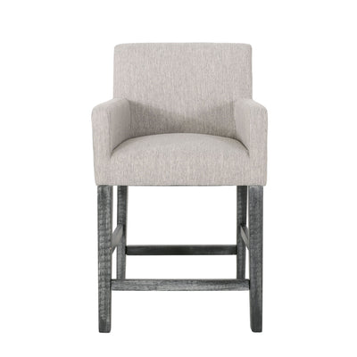 Charmed Upholstered Counter Stool With H Frame Base And Round Arms