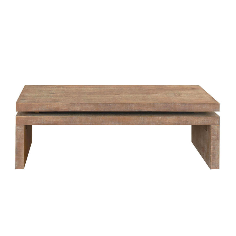Modern Rustic Wood Table, Rectangular Living Room Center Table With Floating Top Design