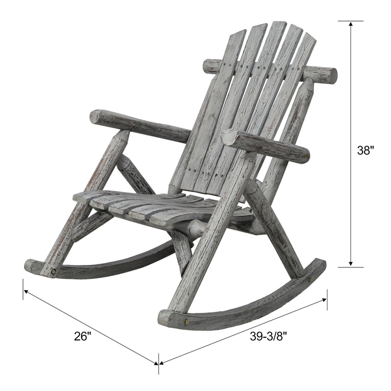 Durable Wooden Porch Rocker, Fir Log Rocking Chair