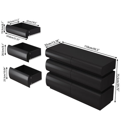 Minimalist Modern 6 Drawer Dresser, Handle Free Design With Wide Storage