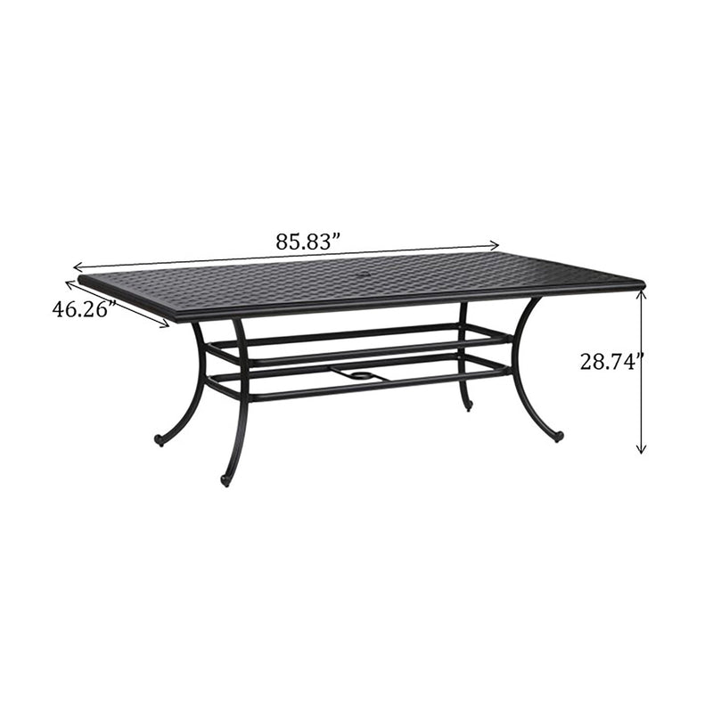 Rectangular 6 Person 85.83" Long Aluminum Dining Set With Cushions
