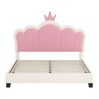 Upholstered Princess Platform Bed With Crown Headboard