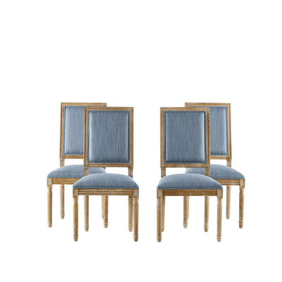 French Country Style Dining Chair With Upholstered Seating And Fluted Legs