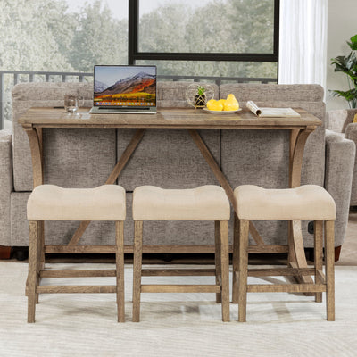 Bar Table Set With 3 Padded Stools